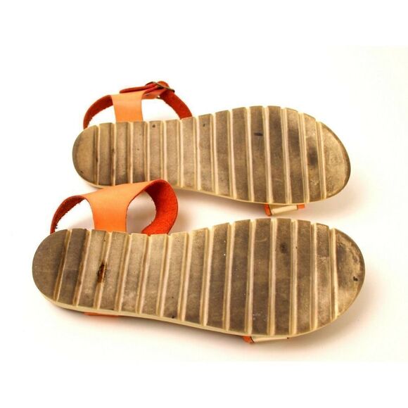 G'S GABRIELA'S ORANGE GOLD LEATHER ROUND TOE FLAT SLINGBACK SANDALS SHOES Sz 8.5 - Picture 8 of 8